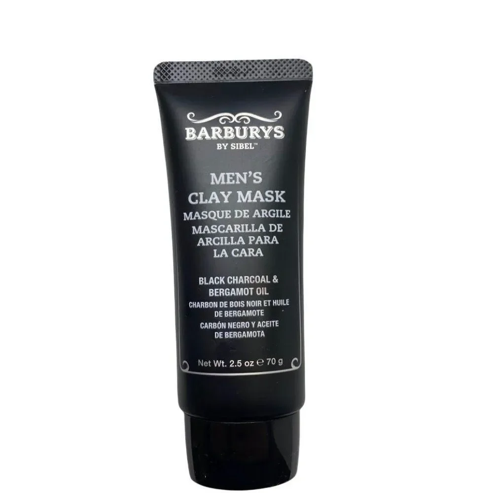 Barburys by Sibel Men's Clay Mask Black Charcoal & Bergamont Oil‎ 2.5 oz New